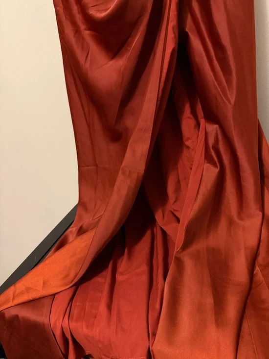 Lulu's Copper Satin Square-Neck Maxi Dress size large NWT - Picture 4 of 12